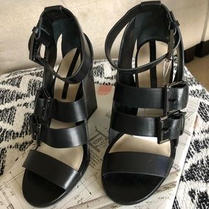 NWT zara high heel leather sandal with buckle